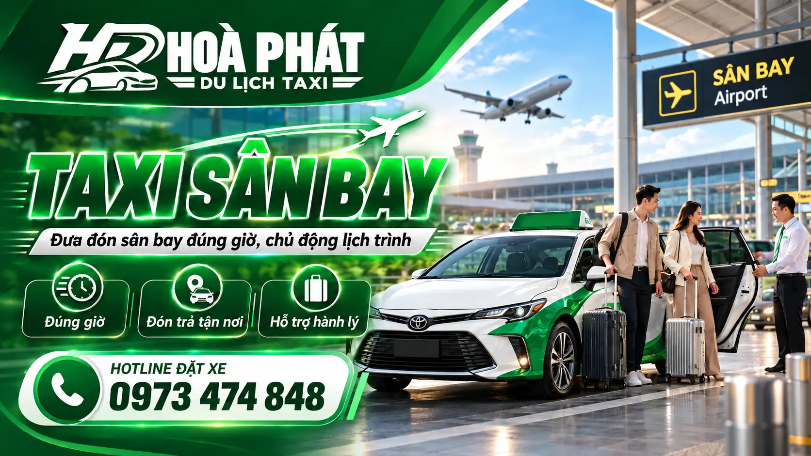 Taxi Hoà Phát hỗ trợ đưa đón sân bay đúng giờ tại Đồng Xoài